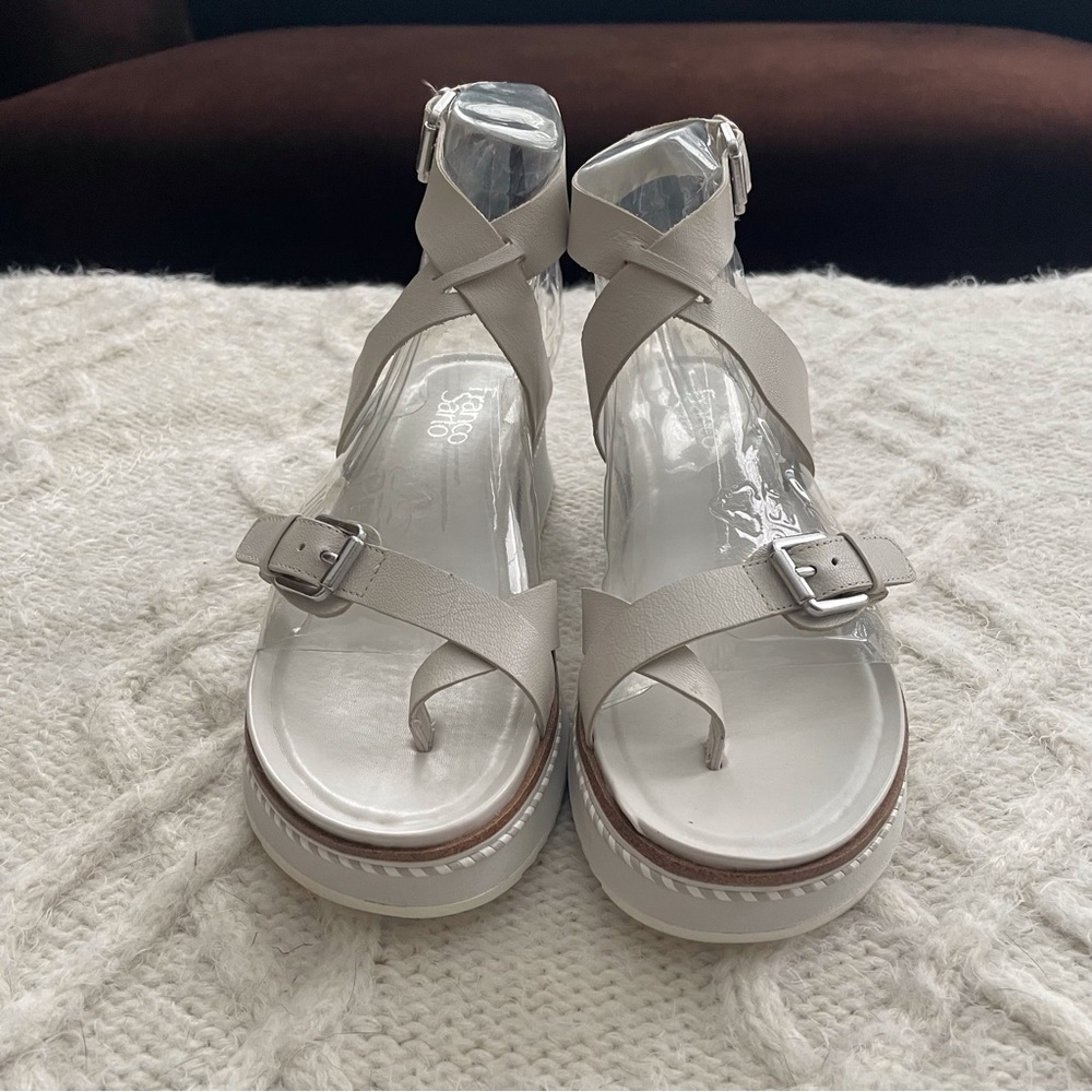 Franco Sarto White/Cream Strappy Platform Sandals